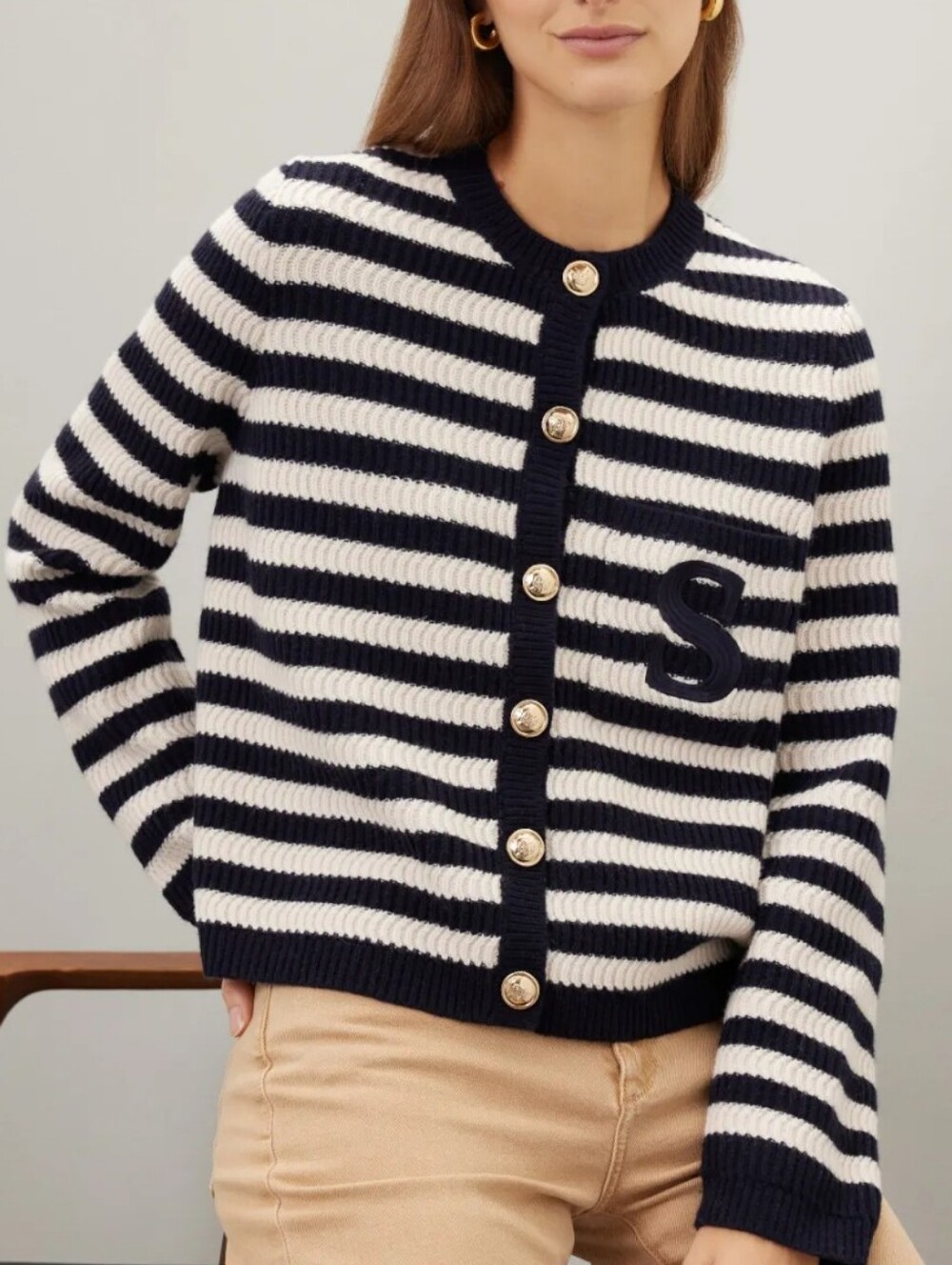 SANDRO Striped Knit Cardigan - Picture 5 of 8